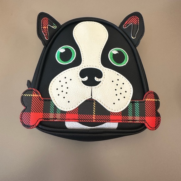 Bath & Body Works Handbags - Bath & Body Works NWT Cute Dog Face Backpack with Plaid Bone
